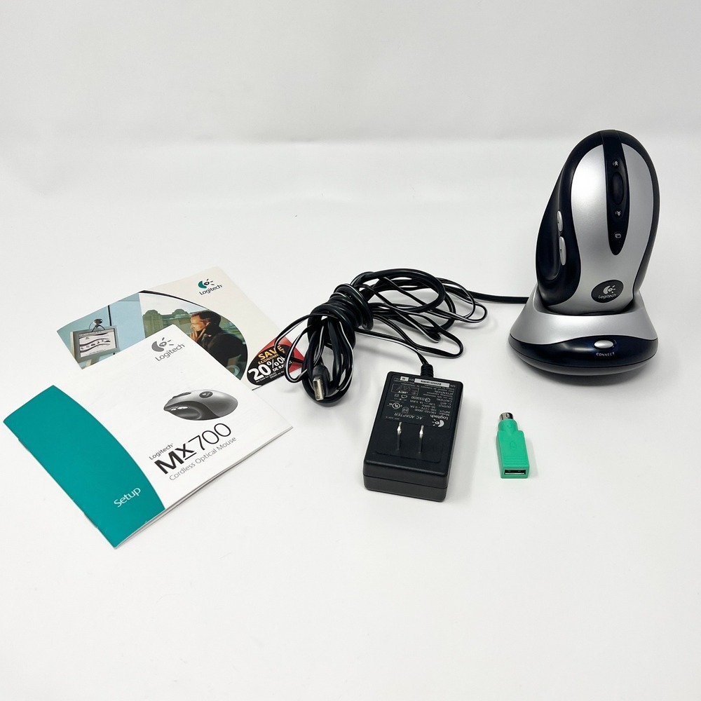 Logitech MX700 Wireless Optical Gaming Mouse M/N M-RY81 Charging Base + Adapter